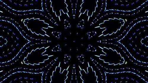 Abstract Blue Glowing Kaleidoscope Hypnotic Loop Background