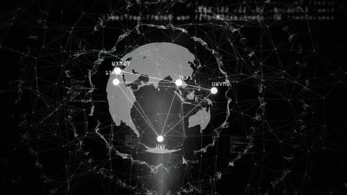 Futuristic Global Digital Network Data Connection Animation