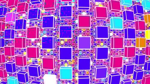 Vibrant Geometric Cubes Grid Animation