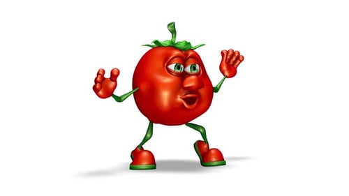 3D Animated Tomato Character with Gestures on White Background