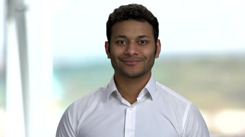 Smiling Man in White Shirt Close Up Portrait