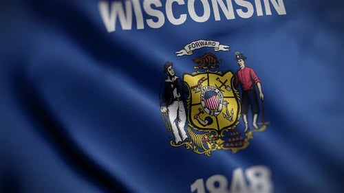 Wisconsin State Flag Waving Animation
