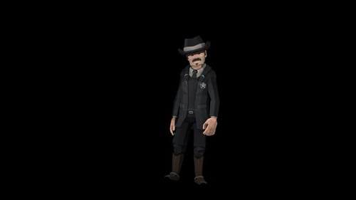 Animated Low Poly Western Sheriff Character Idle Animation