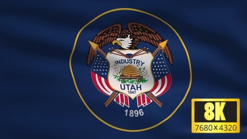Realistic Waving Flag of Utah State Animation