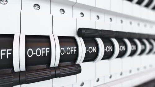 Animated Electrical Circuit Breakers Switching On and Off