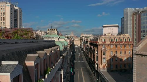 Aerial View. Genoa Old Town Cityscape.