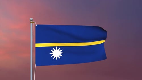 Realistic Nauru Country Flag Waving Animation Loop