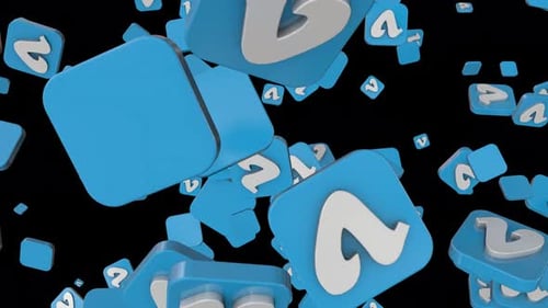 Abstract Falling 3D Blue Number 2 Icons Animation
