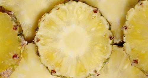 Fresh Pineapple Slices Background, Healthy Summer Fruit