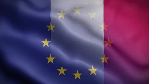 Waving European Union and France Flag Fabric Loop