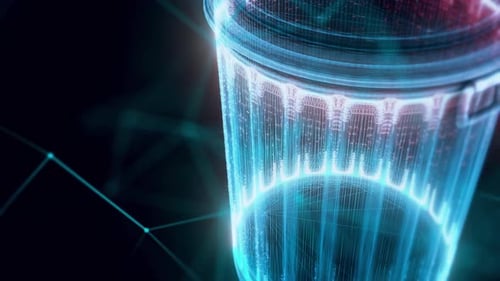 Trash Can Hologram Close Up 4k