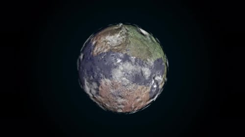 Stylized Earth Globe Rotating in Space Animation