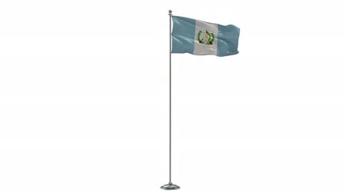 Animated Guatemala National Flag Waving on a Pole