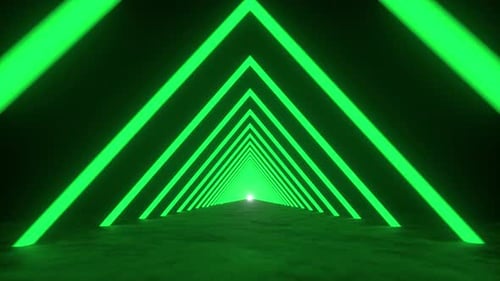 Avance dans un tunnel triangulaire futuriste sans fin. Boucle d'animation vidéo 4K.