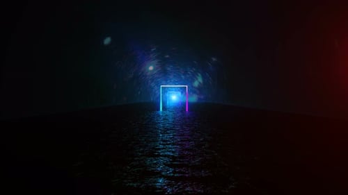 Neon Glowing Square Tunnel Loop Animation