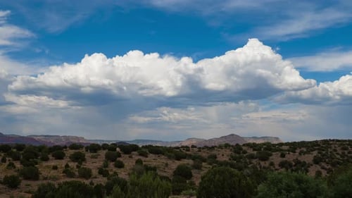 Wide Shot of Mountains and Clouds Over Desert