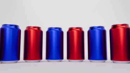 Red and Blue Soda Cans Seamless Looping Background