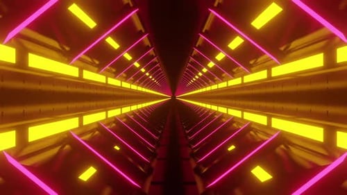 Futuristic Neon Tunnel Loop with Glowing Lights