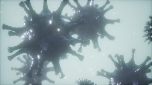 Animated 3D Microscopic Virus Cells Rotating Scientific Background