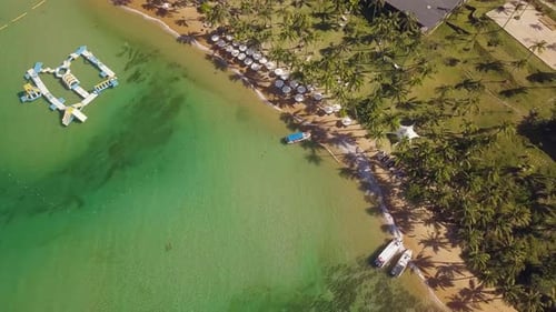 Aerial View of a Magnificent Tropical Beach Resort with Crystal Clear Water