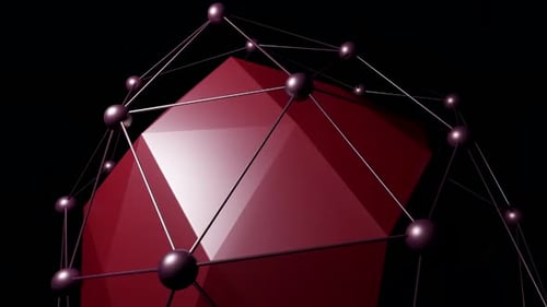 3D-Polygon pulsiert mit Raster auf schwarzem Hintergrund