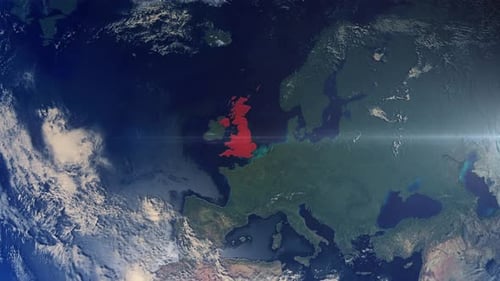 Realistic Earth Zoom Red Alert Highlight Country United Kingdom