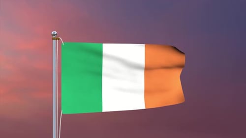 Realistic Waving National Flag of Ireland Animation