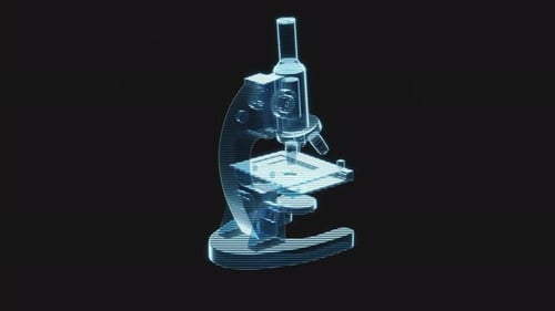 Holographisches Bild des Mikroskops, Schleifendrehung, 3D-Rendering.