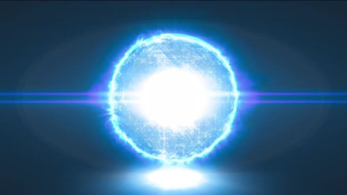 Blau leuchtende magische Kugel auf schwarzem Hintergrund Animation