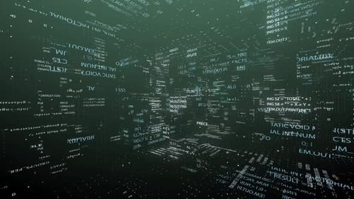 The Camera Flies Around Blocks of Computer Program Code