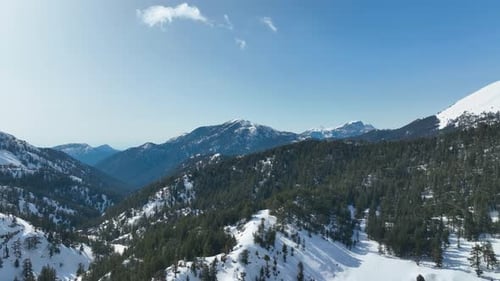 Winter landscape high in the mountains aerial view 4 K