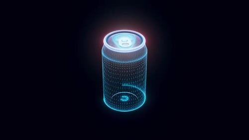 Holographic Soda Can 3D Model Wireframe Animation