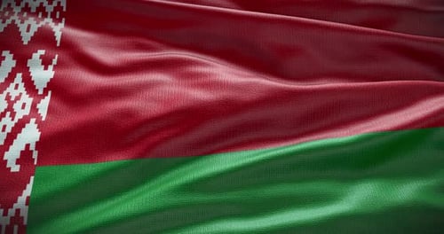 Realistic Waving Flag of Belarus with Fabric Texture