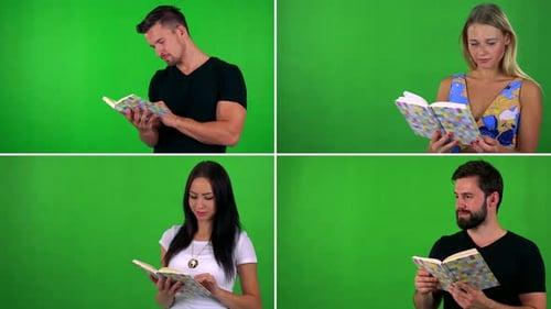 Compilation (Montage) - People Read Book - Green Screen Studio