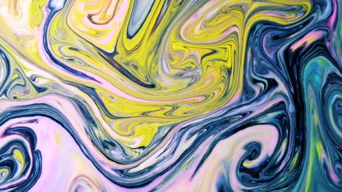 Swirling Fluid Abstract Background with Yellow Pink Blue