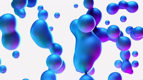 Holographic Blue and Purple Fluid Metaballs Abstract Animation