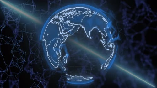 Animated Digital Globe with Global Network Connections