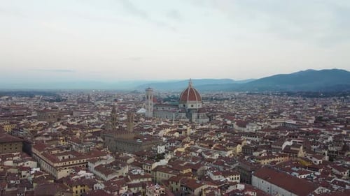 Florence Cityscape, Santa Maria del Fiore Basilica Church Aerial View