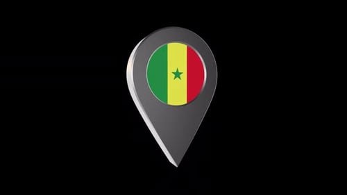 Senegal Flag Rotating 3D Location Pin Animation