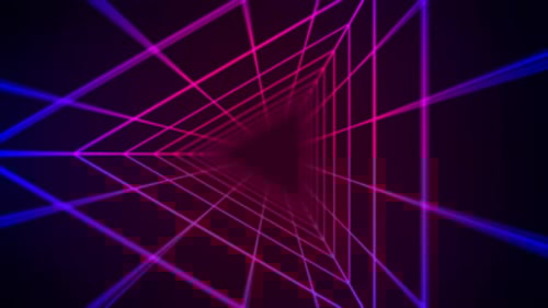 Abstract Neon Geometric Tunnel Moving Forward Background