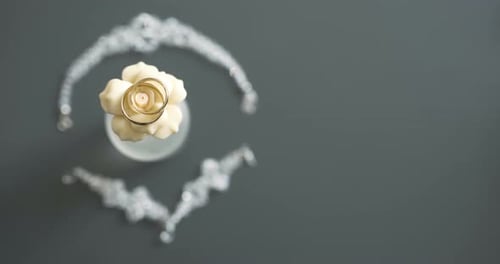 Wedding Rings and Jewelry Accessories Close Up