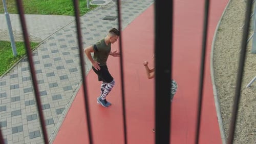 Couple exercising outdoors