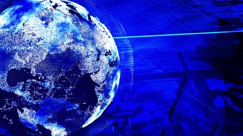 Futuristic Digital Earth Globe Rotating on Technology Background