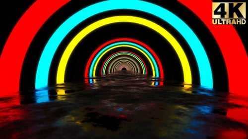 Dynamic Neon Arches Tunnel Motion Graphics Loop