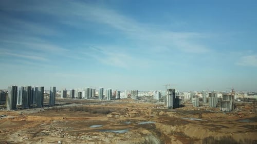 Construction of a modern city block Multi-storey buildings
