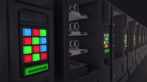 Multiple Empty Vending Machines In A Row 4k