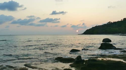 Beautiful sunset on the tropical beach and sea