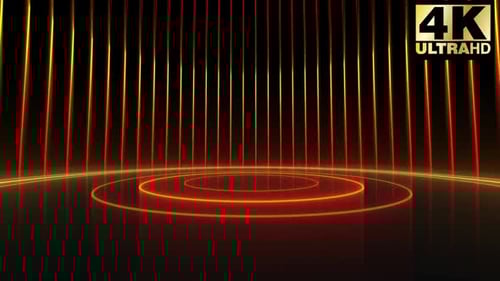 Dynamic Neon Stage with Glowing Lines and Circles