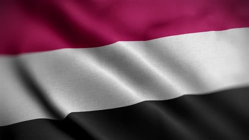 Realistic Fabric Flag Waving Loop with Red White Black Stripes