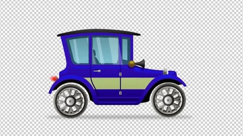 Animated Vintage Car Driving Loop with Transparent Background